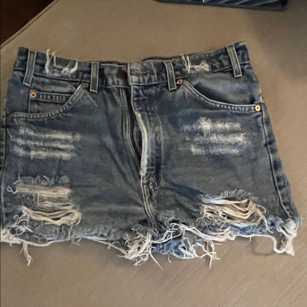 Levi's Blue Distressed Jean Shorts